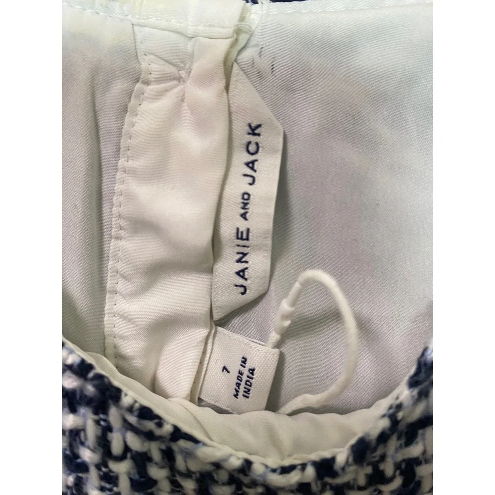 Janie and Jack Kids Navy White Tweed Dress and Matching Jacket Set Size 7 Preppy